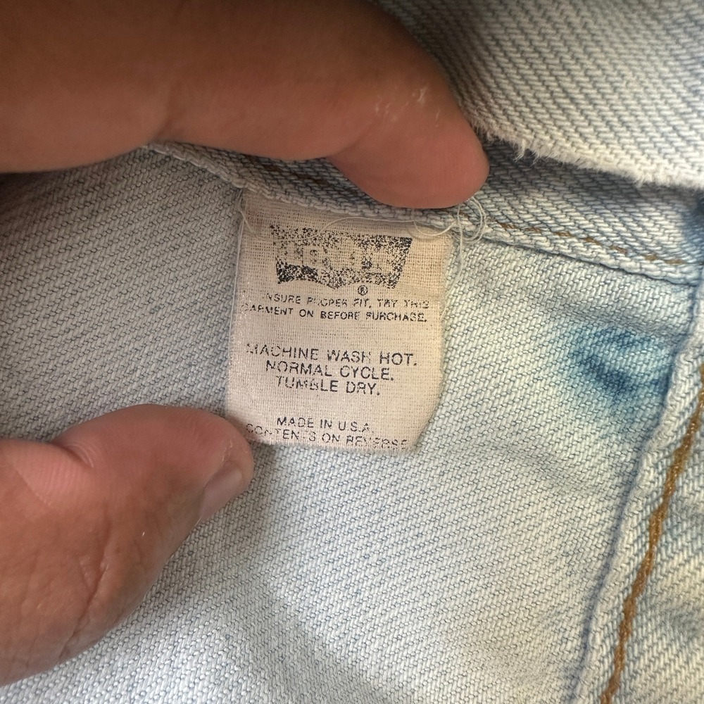 Vintage Levi's Denim Jacket Mens XL Light Wash Corduroy Collar 80s Trucker USA - Picture 6 of 14